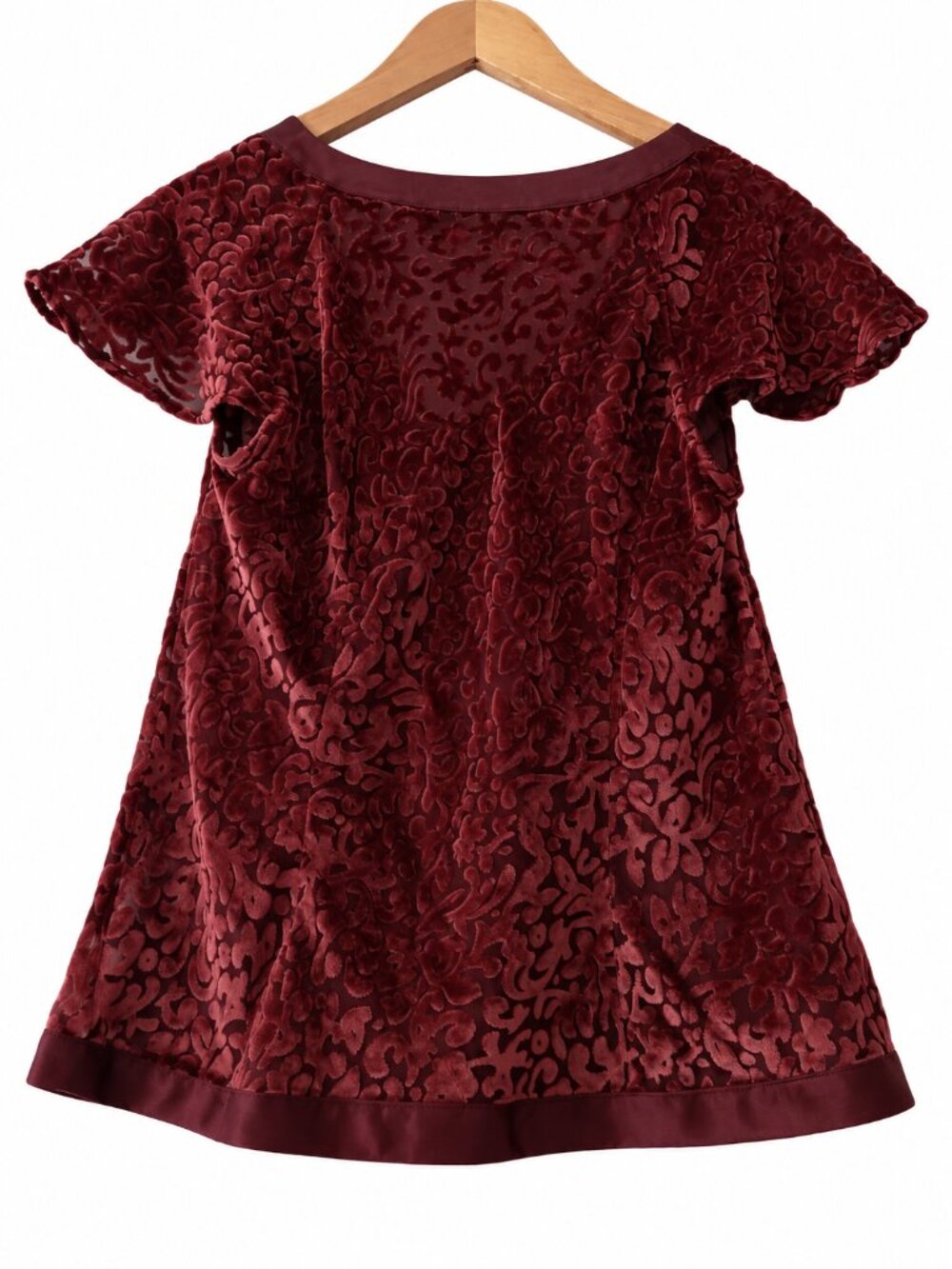 Daisy Fuentes Burgundy Burnout Velvet V Neck Top Fairycore Romantic M - Picture 2 of 6